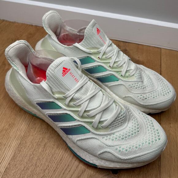 Adidas Women's Ultra Boost 22 Heat.RDY White Iridescent Running Athletic Sneaker - Picture 8 of 11